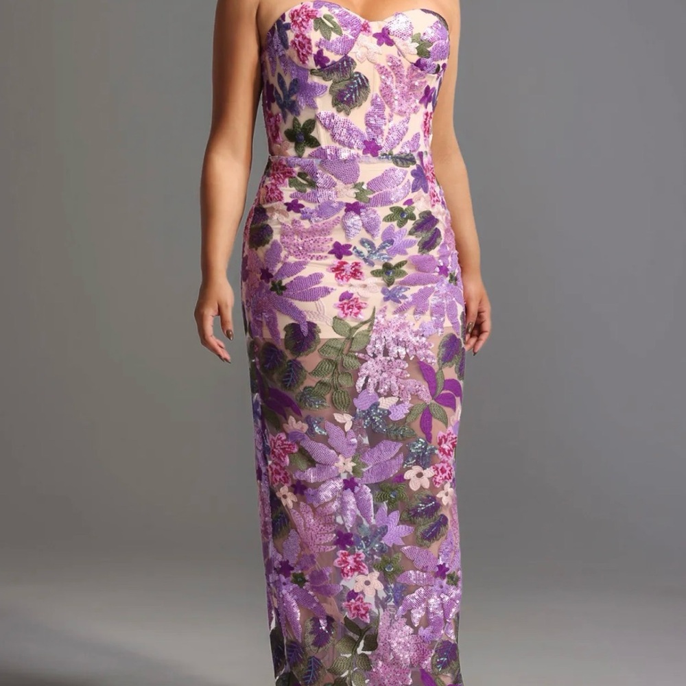 Bella Barnett Floral Strapless Gown